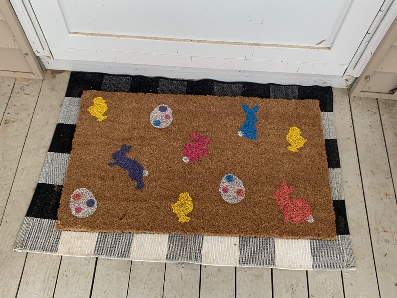 Bunny and Chick Coir Doormat Easter Coir Doormat Etsy