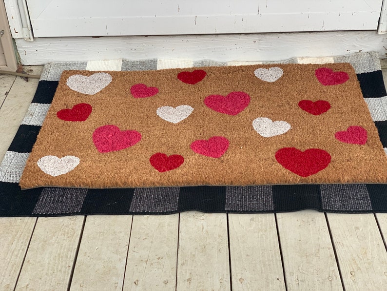 Valentines Day Coir Doormat Heart Doormat Love Mat Etsy