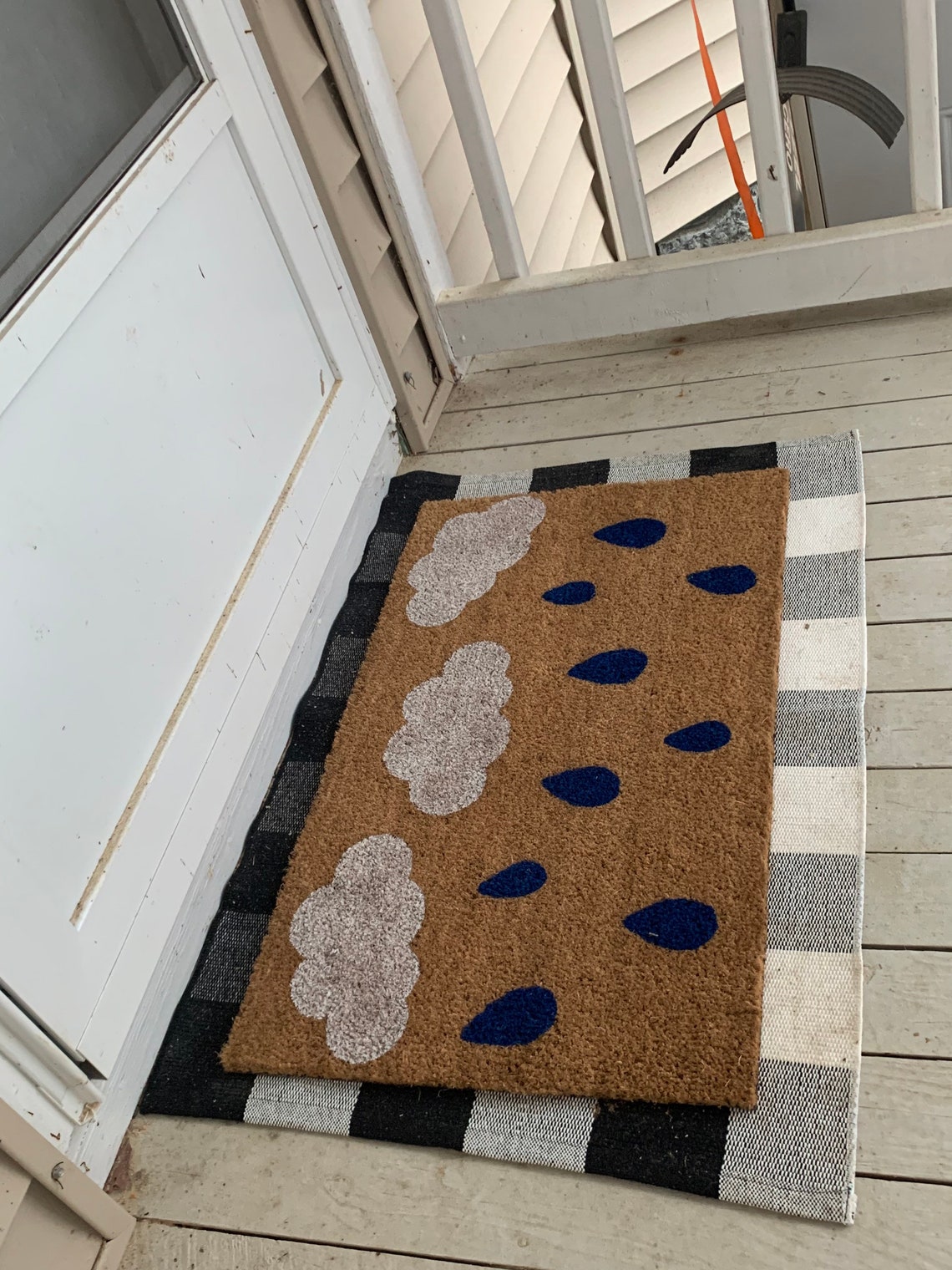 Spring Coir Doormat Rain Mat Rainy Day Porch Decor Etsy