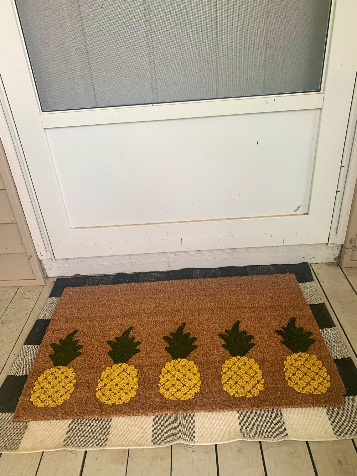 Pineapple Coir Doormat Summer Doormat Fruit Mat New Etsy