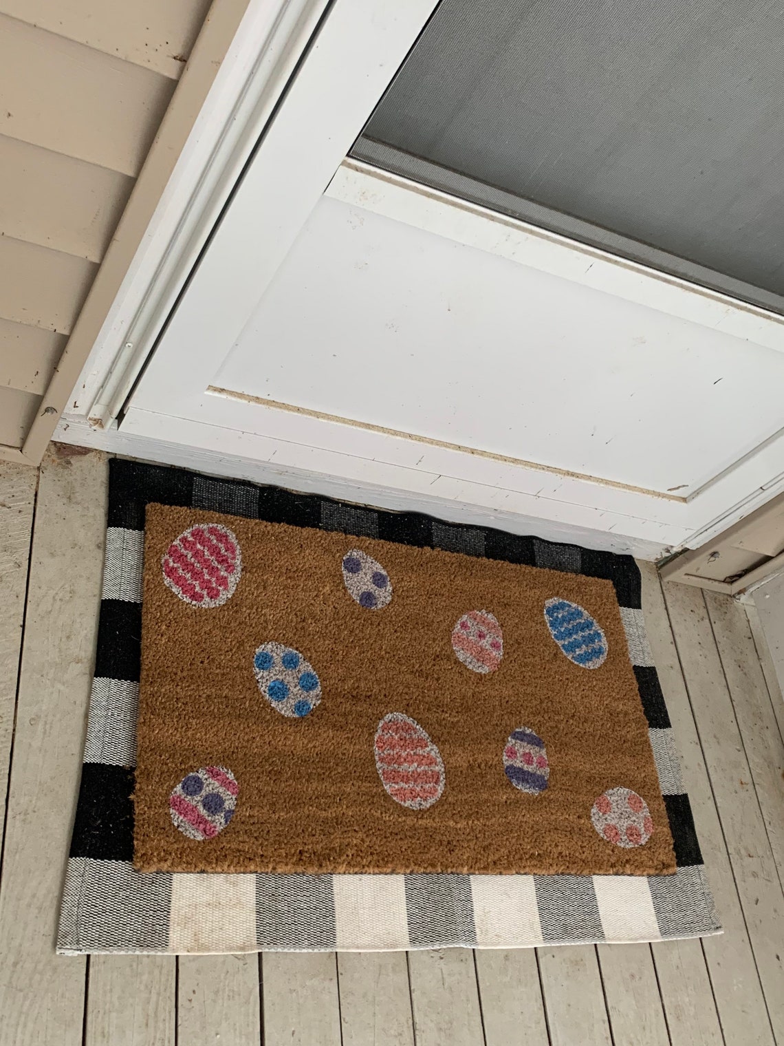 Easter Coir Doormat Easter Egg Doormat Spring Mat Etsy