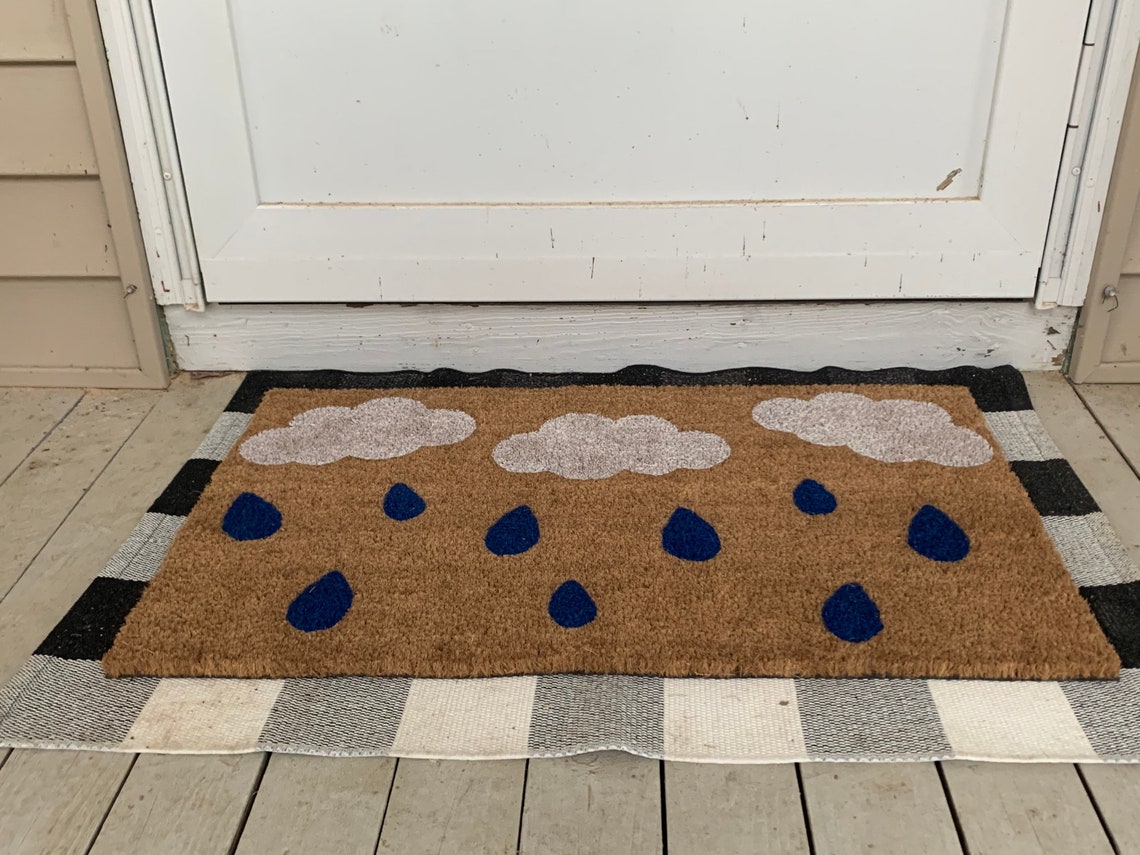 Spring Coir Doormat Rain Mat Rainy Day Porch Decor Etsy