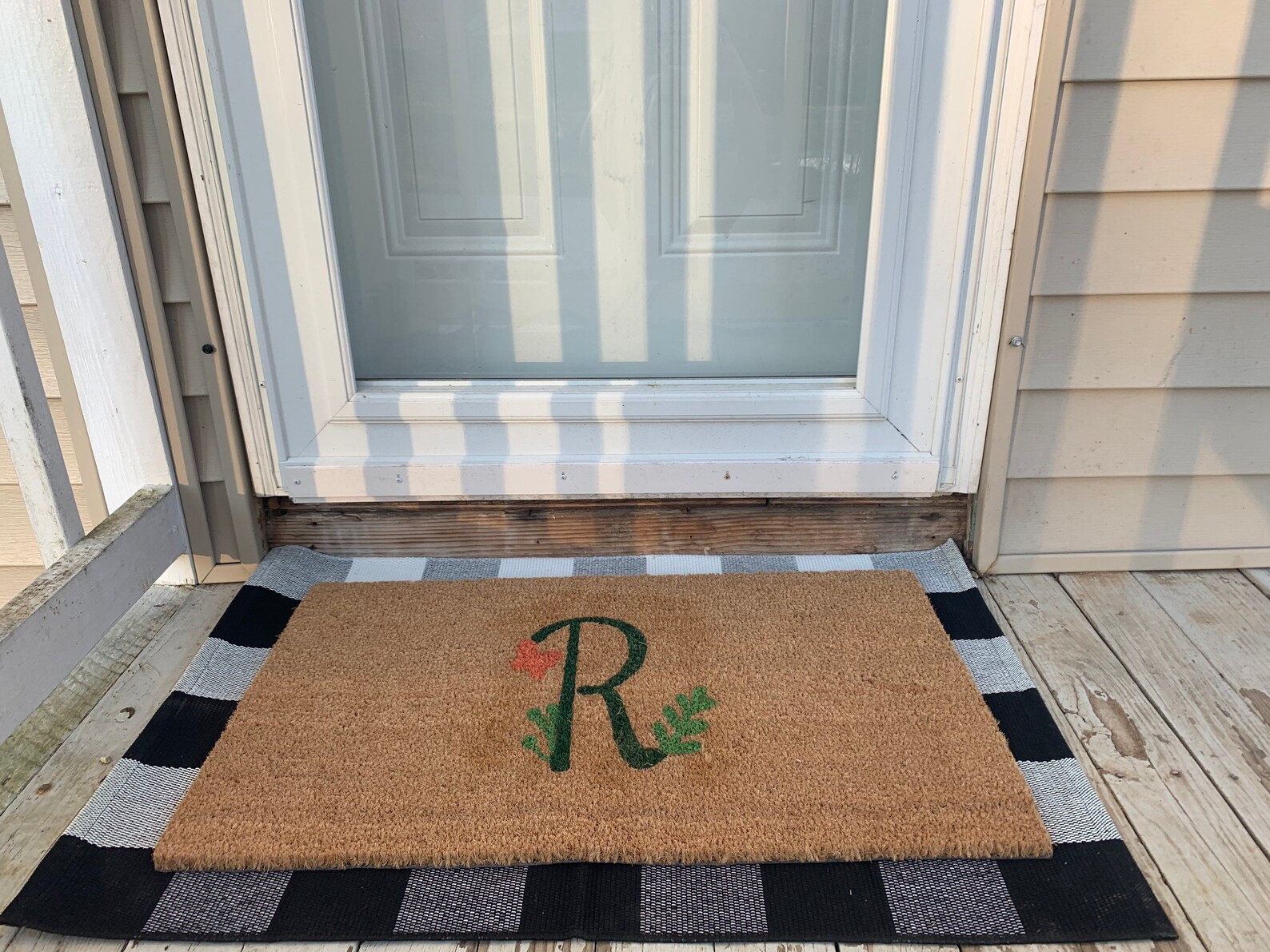 Spring Coir Doormat Monogram Doormat Butterfly Mat Etsy