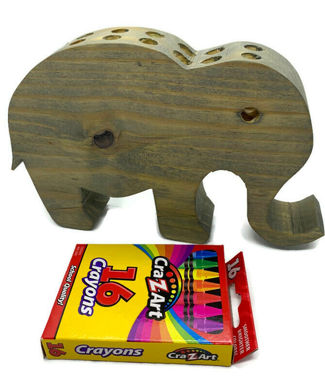 Elefante madera animal crayón titular soporte de crayón | Etsy