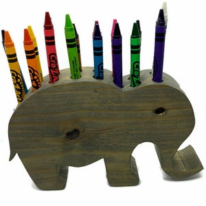 Elephant Wooden Animal Crayon Holder, Crayon Holder, Elephant Lover Gift, Child Gift