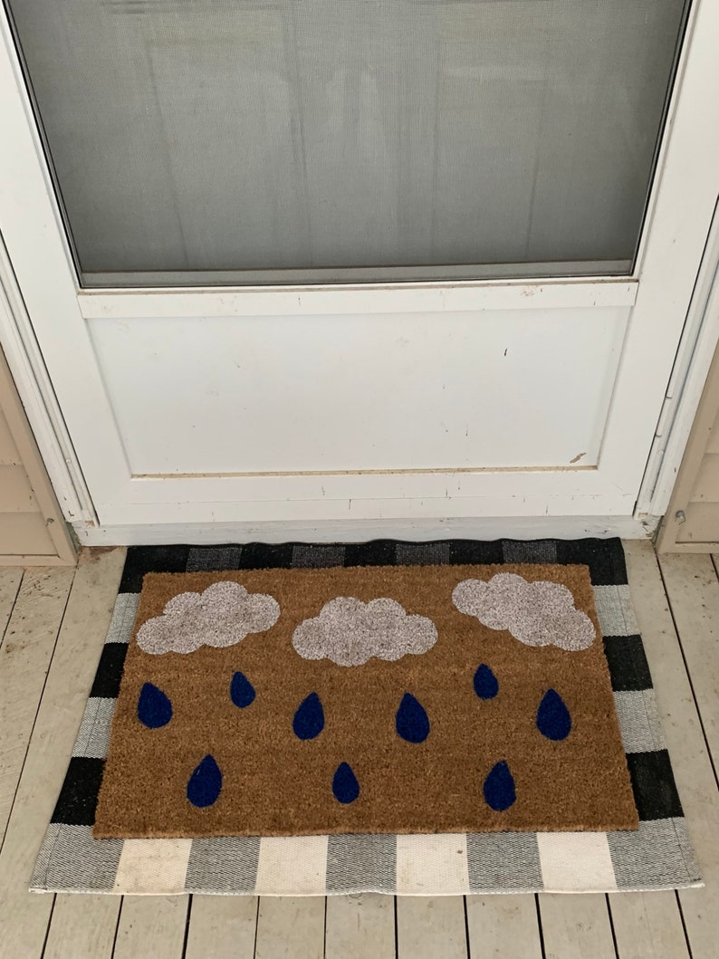 Spring Coir Doormat Rain Mat Rainy Day Porch Decor Etsy