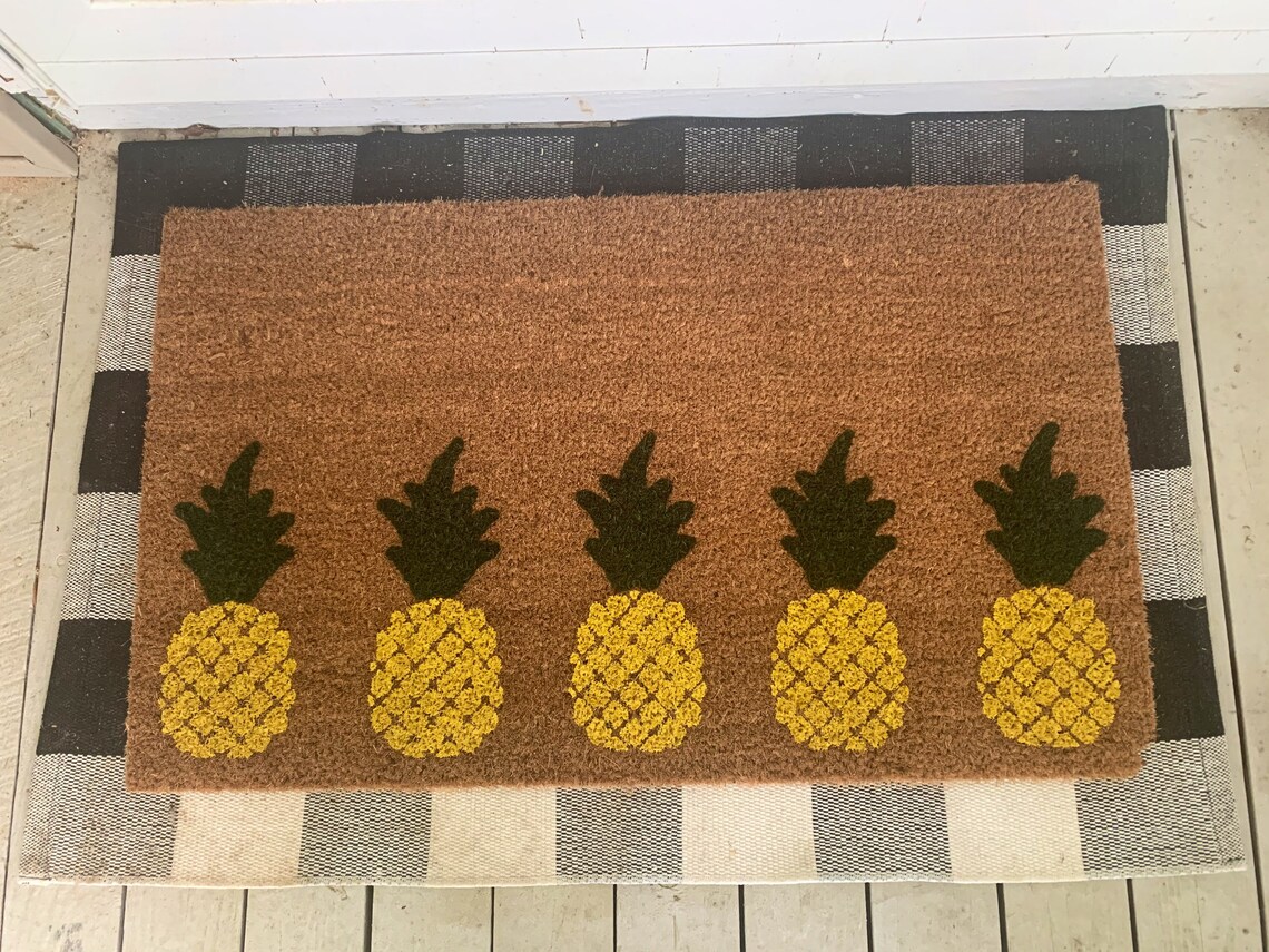 Pineapple Coir Doormat Summer Doormat Fruit Mat New Etsy