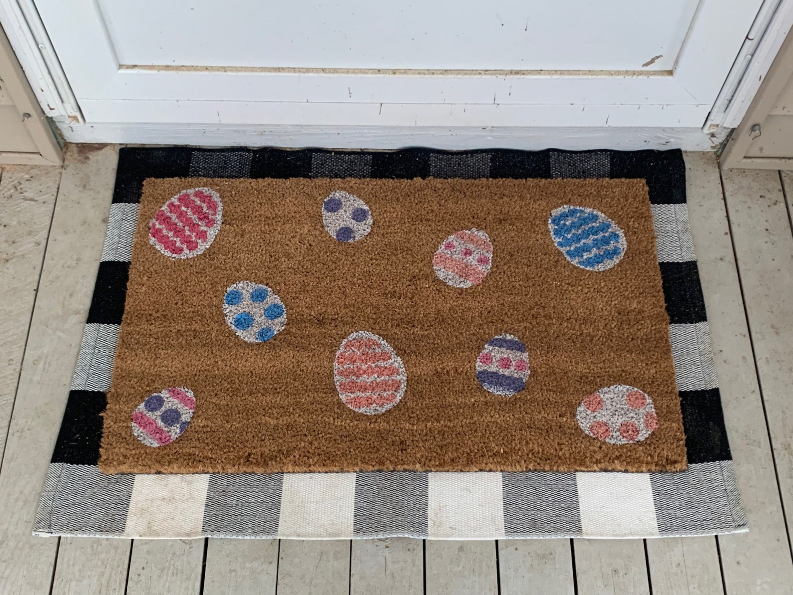Easter Coir Doormat Easter Egg Doormat Spring Mat Etsy