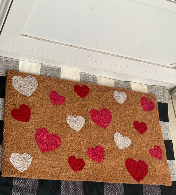 Buy wholesale coir doormat; Sayings heart welcome red, sw