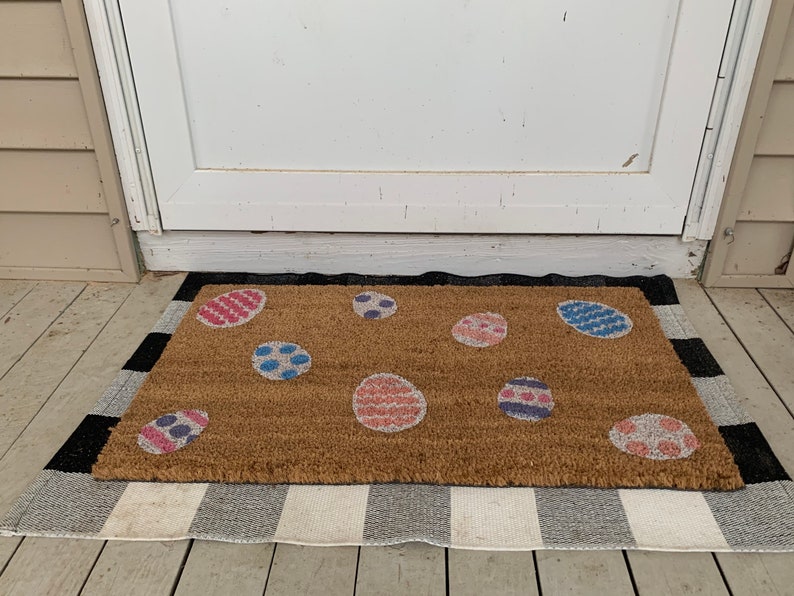 Easter Coir Doormat Easter Egg Doormat Spring Mat Etsy