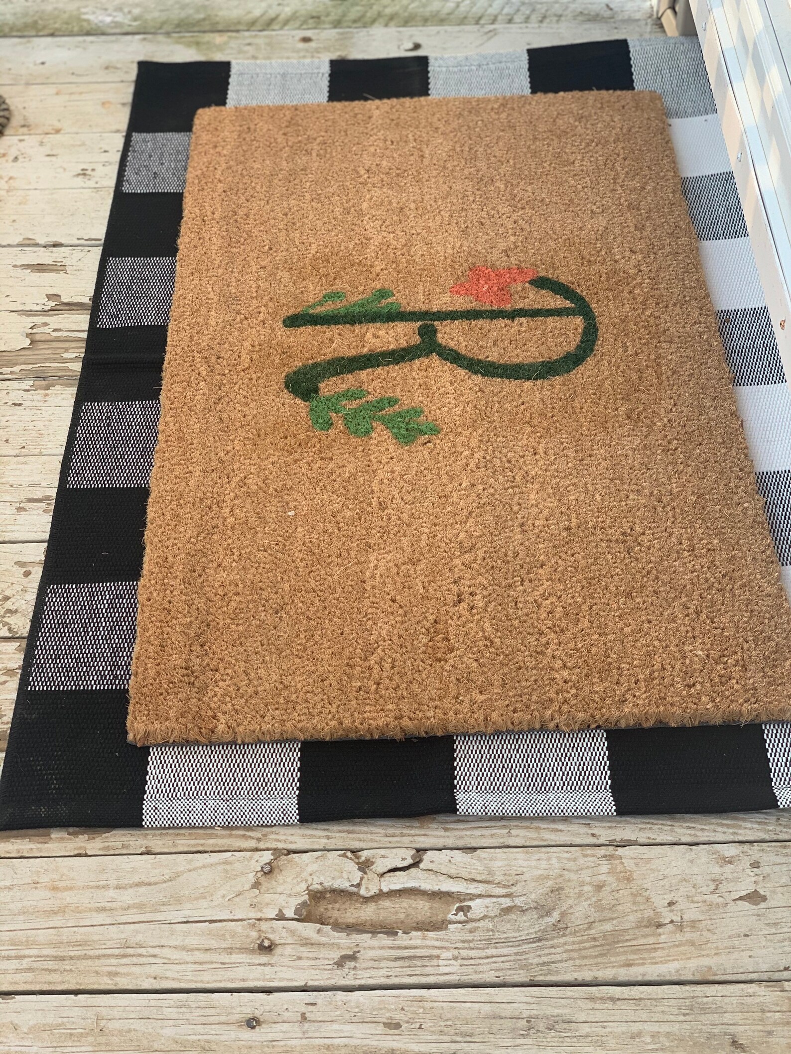 Spring Coir Doormat Monogram Doormat Butterfly Mat Etsy