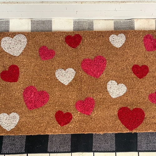 Valentines Day Coir Doormat Heart Doormat Love Mat Etsy