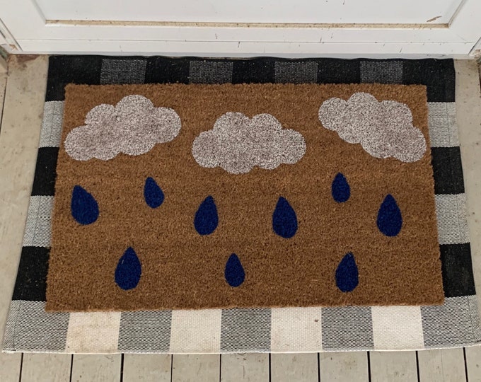 Spring Coir Doormat Rain Mat Rainy Day Porch Decor Etsy