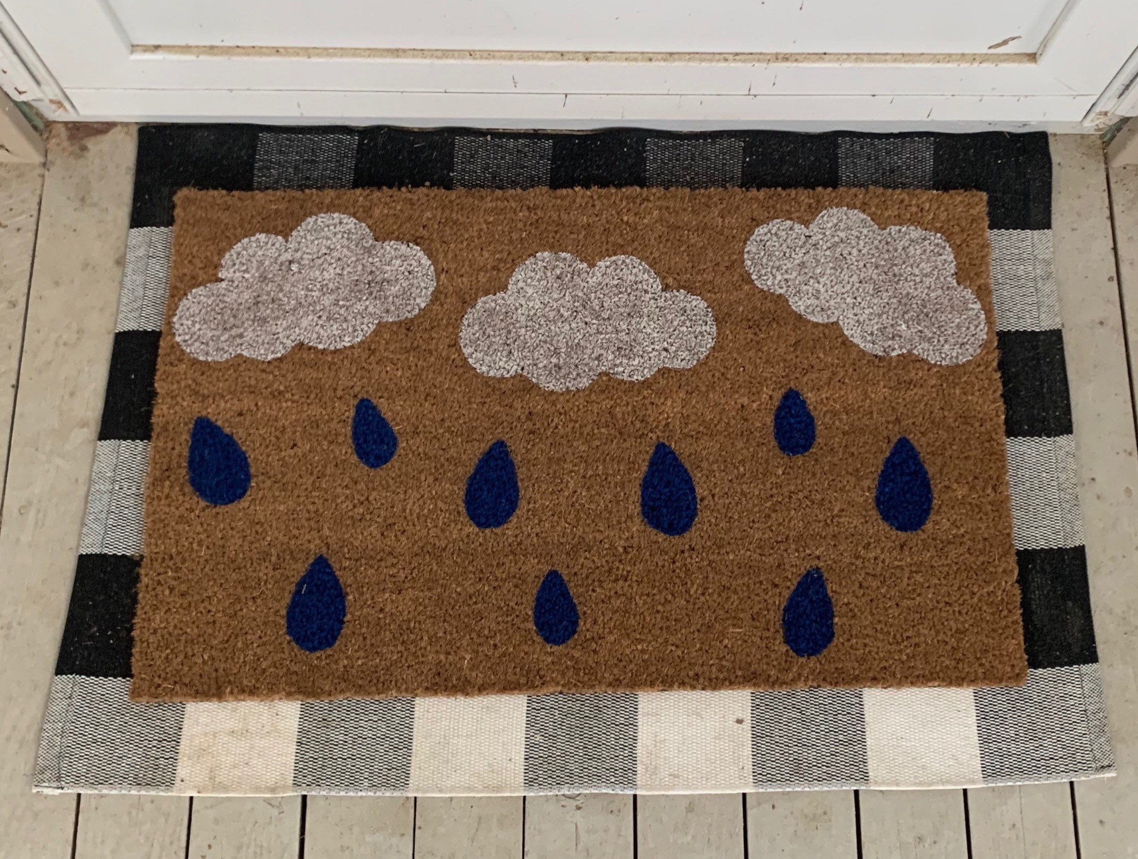 Spring Coir Doormat Rain Mat Rainy Day Porch Decor Etsy UK