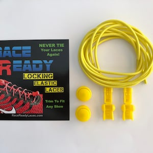 Shoe Laces - Round Locking - Yellow Solid - Never Have To Tie Again - Race Ready (1 pair)