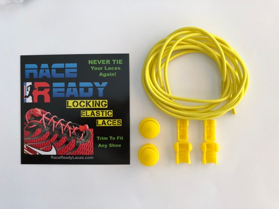 Shoe Laces Round Locking Yellow Solid Never Have to Tie