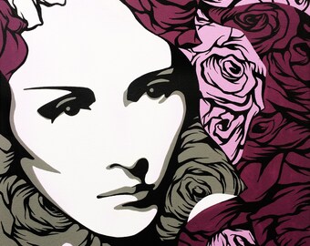 Marlene Dietrich Portret, Pop Art Współczesny obraz 40 x 50 cm Oryginalne dzieło sztuki, autorstwa Ina Prodanova Artysta