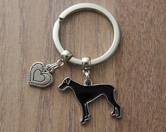 Great Dane keychain, Great Dane dog keyring, dog lovers gift, Birthday gift, Great Dane key fob, Christmas stocking stuffer, dog keychain