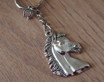 Horse Keychain: Horseshoe Charm, Good Luck Keyring