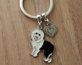 FB Jewels Solid 925 Sterling Silver Enameled Old English Sheepdog Charm FB Jewels Solid 925 Sterling Silver Enameled Old English Sheepdog Charm