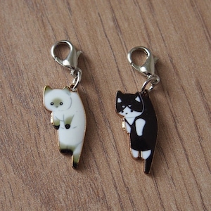 Kattenbedelhanger, kattenritssluiting, haakmarkering, kattenritsbedel, kattenliefhebbers cadeau-idee, kerstcadeau, kattentasbedel, kattensokvuller