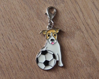 Jack Russell Terrier charm pendant, zip pull, crochet marker, dog collar charm, football lovers gift, dog lover gift, Jack Russell bag charm
