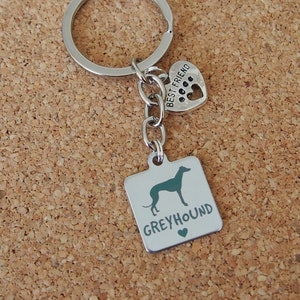 Greyhound key fob, dog keychain, dog lover gift, dog lovers keyring, birthday gift, Christmas gift, whippet keyring, lurcher lovers gift