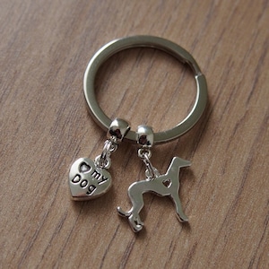 Sighthound keychain, dog keyring, whippet lover gift idea, Birthday present, Christmas gift, greyhound keyring, lurcher owners gift idea