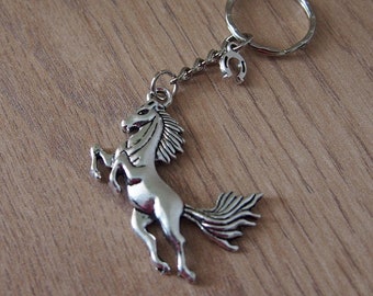 Horse Keychain: Horseshoe Charm, Good Luck Keyring