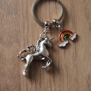Unicorn keyring, unicorn keychain, unicorn gift idea, rainbow enamel keyring, Christmas gift, unicorn key fob, horse gift, Birthday present