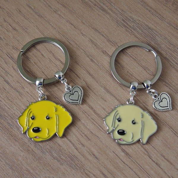 Porte-clés chiot Labrador, porte-clés Golden retriever, cadeau pour les amoureux des chiens, porte-clés Golden retriever, porte-clés Labrador blanc, cadeau des propriétaires de Labrador