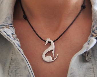 Whippet necklace, greyhound owners gift, dog lovers present idea, sighthound necklace,  greyhound jewellery, cord necklace, gift for her