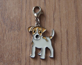 Jack Russell zip pull, Jack Russel Terrier charm pendant, crochet marker, dog collar charm, dog lover gift, Jack Russell bag charm gift idea