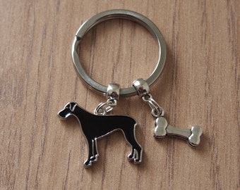 Great Dane dog keychain, Great Dane keyring, dog lovers gift, Birthday present, Great Dane key fob, Christmas stocking stuffer, dog keychain