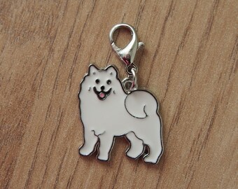 Samoyed charm, zip pull, stitch marker, samoyed gift, dog charm, dog lover gift, birthday gift, Christmas gift, bag charm, dog collar charm