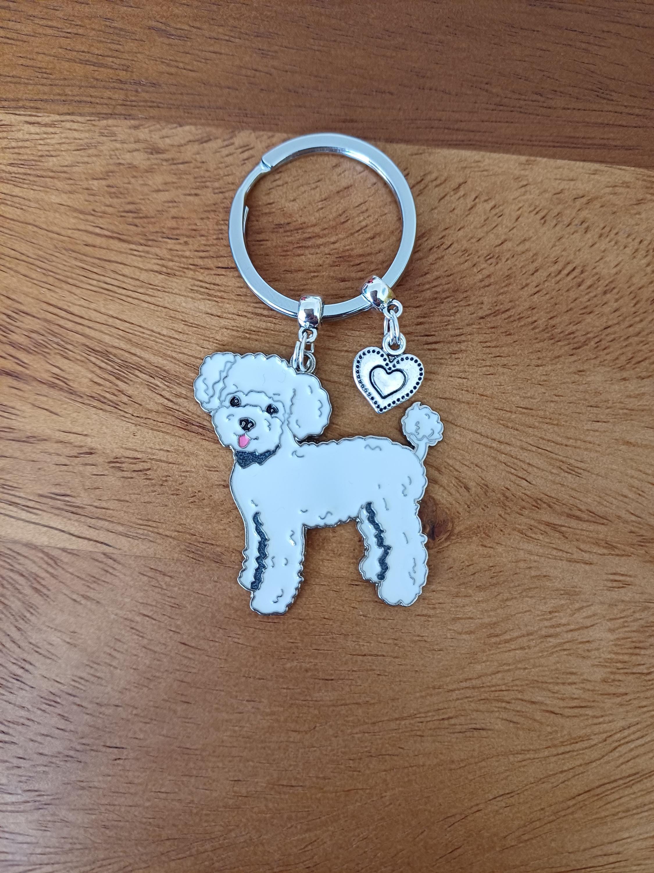 希少♥コーチ Coach プードル チャーム キーホルダー poodle 白 White Poodle Keychain, Puppy Keyring, Toy Poodle Key Holder, Dog