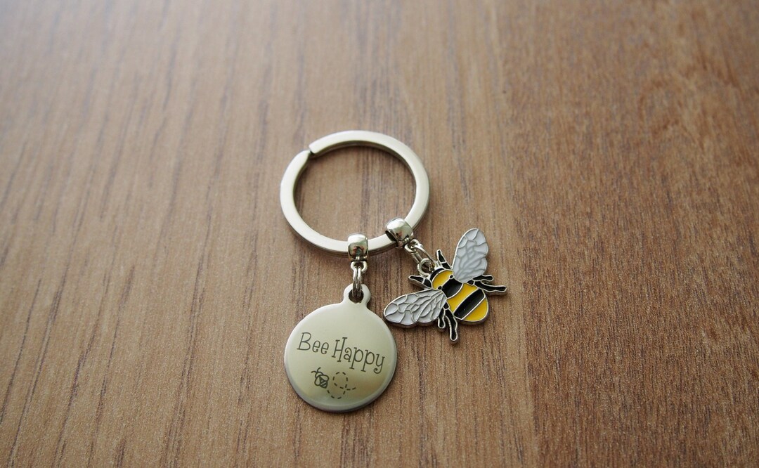 Bee Keyring, Honey Bee Keychain, Bumblebee Christmas Gift, Bee Key Fob ...