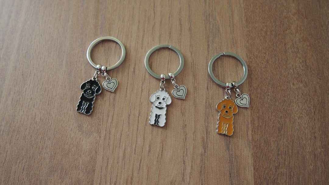Poodle Keyring, Dog Keychain, Dog Lover Gift, Dog Lovers Key Fob, Puppy ...