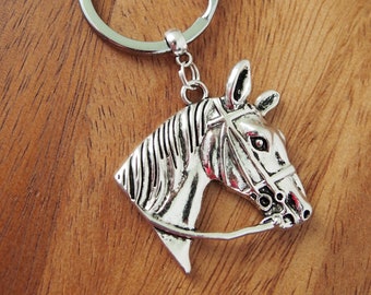 Silver Horse Head Keychain: Equestrian Gift
