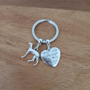 Sighthound memorial keyring, Greyhound keychain, dog lover key holder, Whippet memorial, lurcher key keeper, Birthday gift, Christmas gift