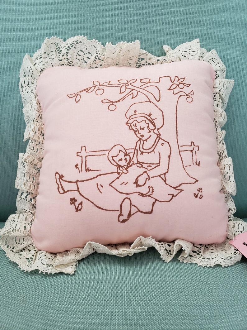 Vintage handmade throw pillow 1970s decorative pillow Etsy