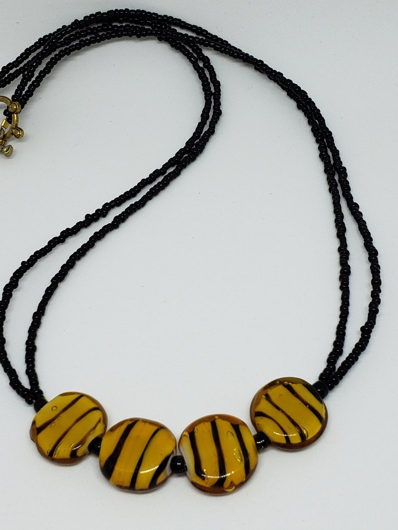 classic necklace Animal print jewelry glass necklace tiger print necklace beaded necklace wear to work neutral necklace