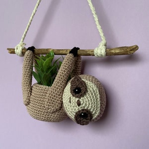 Crochet pattern sloth plant hanger English (US terms) / Luiaard plantenhanger haakpatroon Nederlands