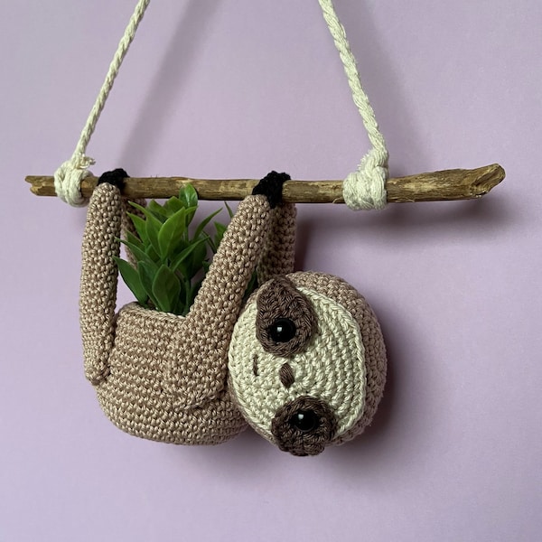 Crochet pattern sloth plant hanger English (US terms) / Luiaard plantenhanger haakpatroon Nederlands