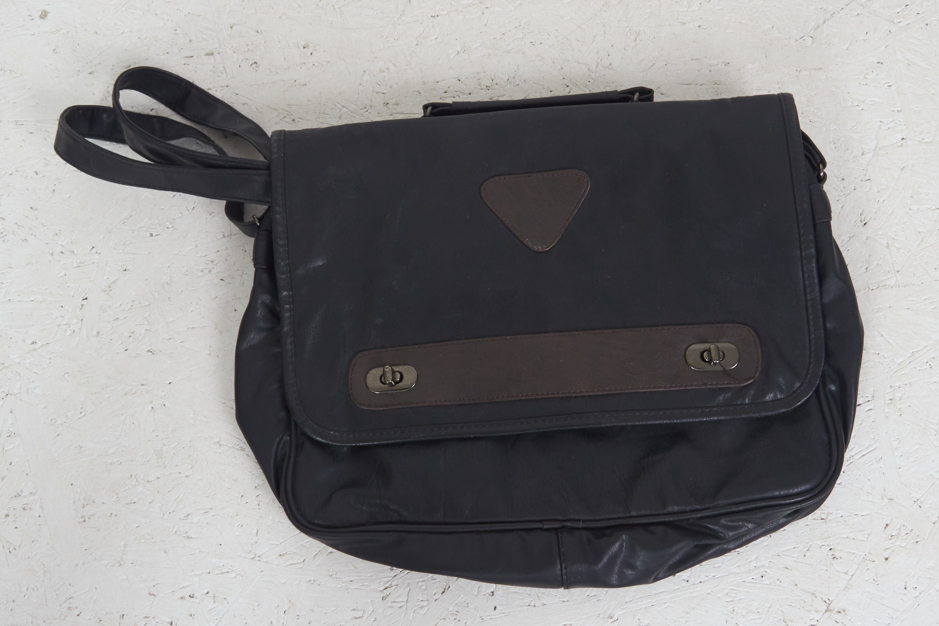 Vintage Black Brown Faux Leather Shoulder Bag - Etsy