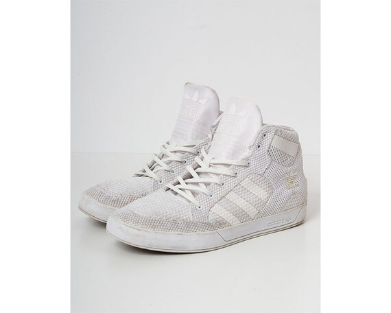 Vintage White Adidas Hi Tops Trainers Size Uk 10 Etsy