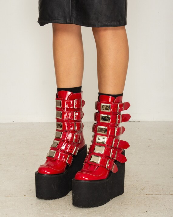 red platform boots