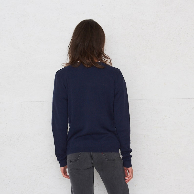 Vintage Blue Round Neck Knit Pullover Jumper Sweater