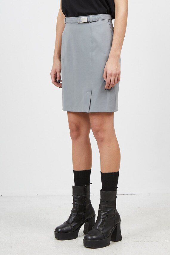 grey mini pencil skirt