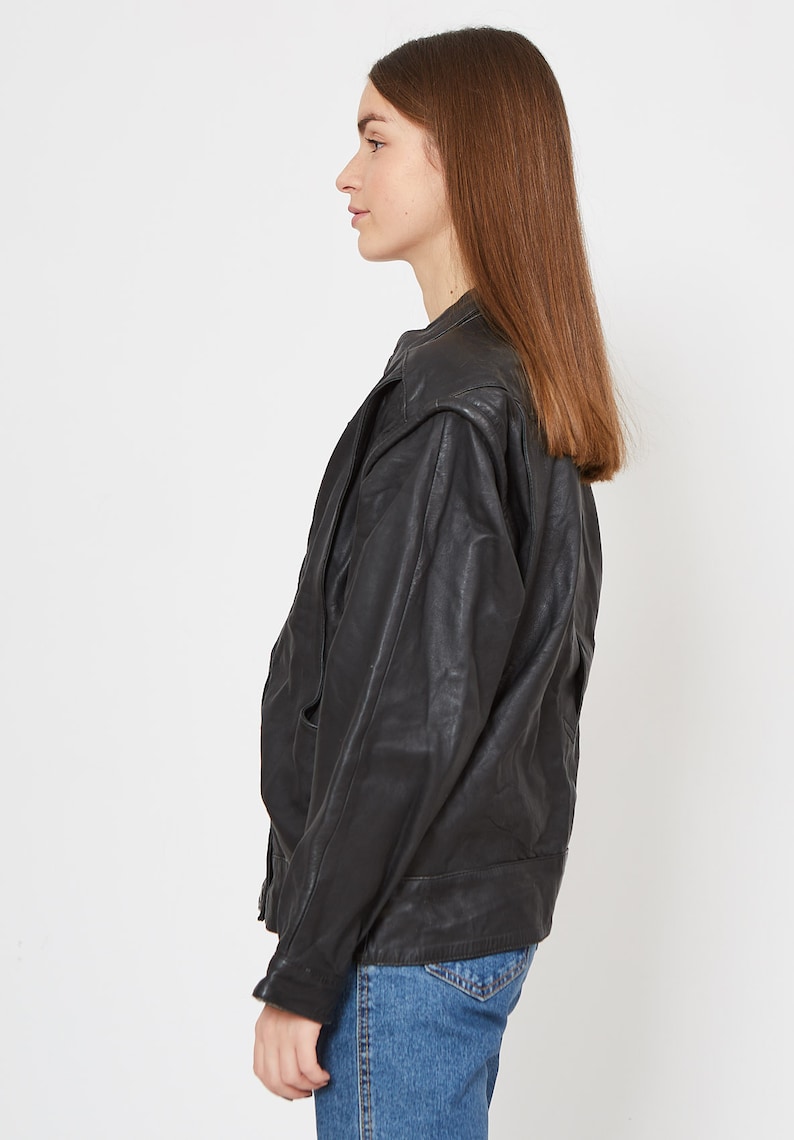 Vintage Black Leather Jacket Size 44